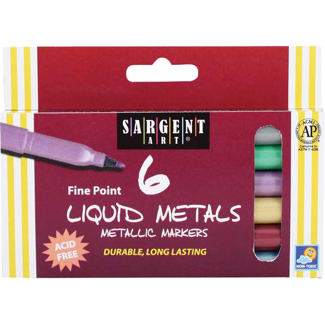 Sargent Art Liquid Metal Metallic Marker Fine-Tip Set