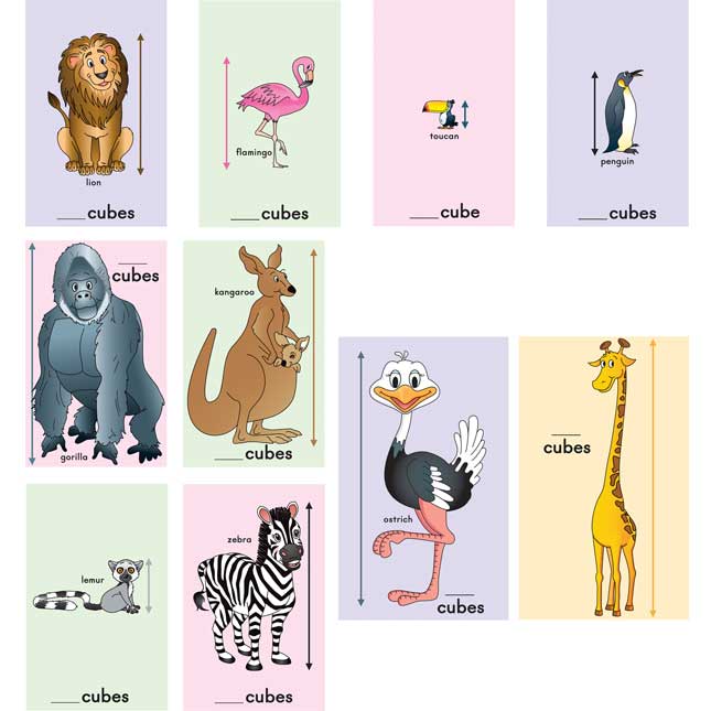 Measuring With Cubes™ - Zoo Animals Cards Set