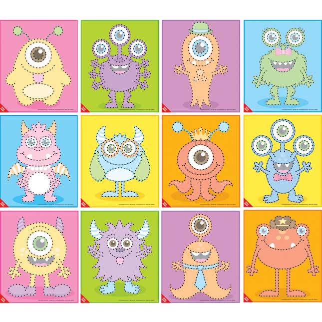 Dry Erase Monster Tracing Mats - 12 mats