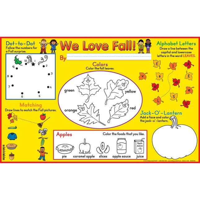 We Love Fall! Activity Mats - 32 mats