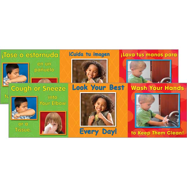 Good Hygiene Mini Posters Set - English/Spanish