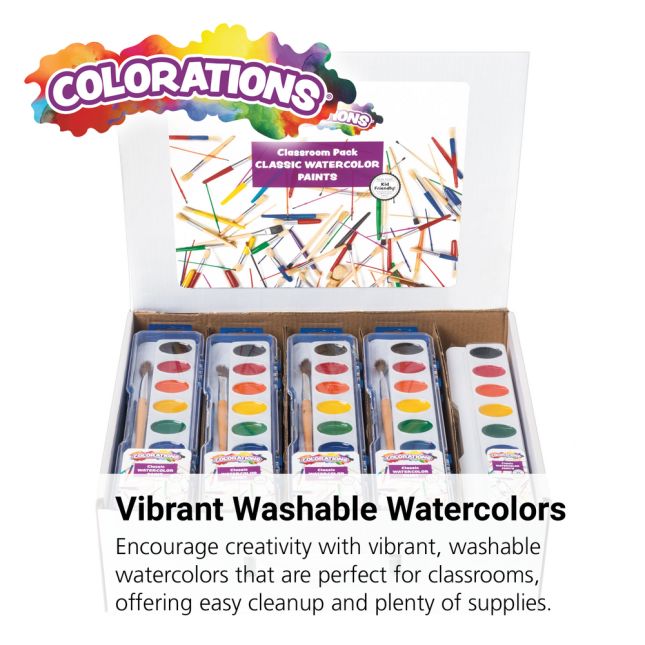 Colorations® Washable Watercolor Paint Classroom Value Pack - 28 Sets, BONUS 13 Refills_1