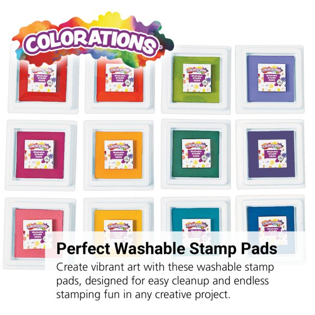 Colorations® Stamper-Perfect Washable Stamp Pads - Set Of 12