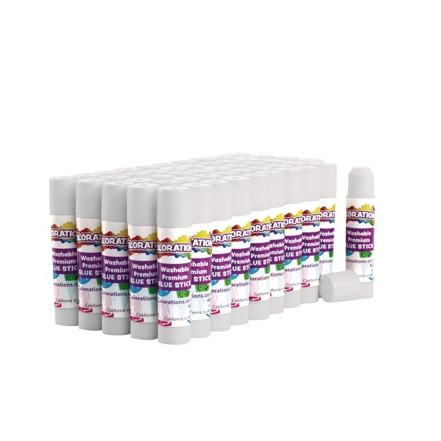 Colorations® Washable Premium Glue Sticks - Set of 50 - White Value Pack