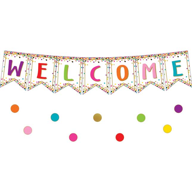 Confetti Pennants Welcome Bulletin Board Set